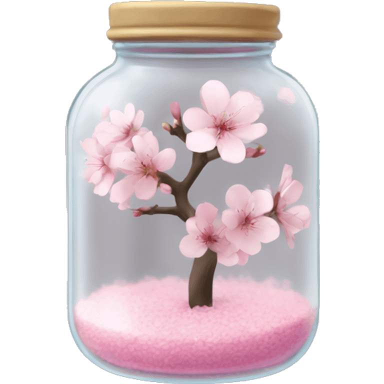 Realistic sakura in a transparent jar emoji