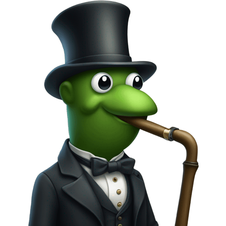 A gentleman pickle with monocle top hat and cane emoji