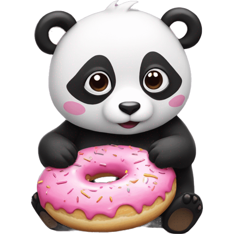 pink panda eating donuts emoji