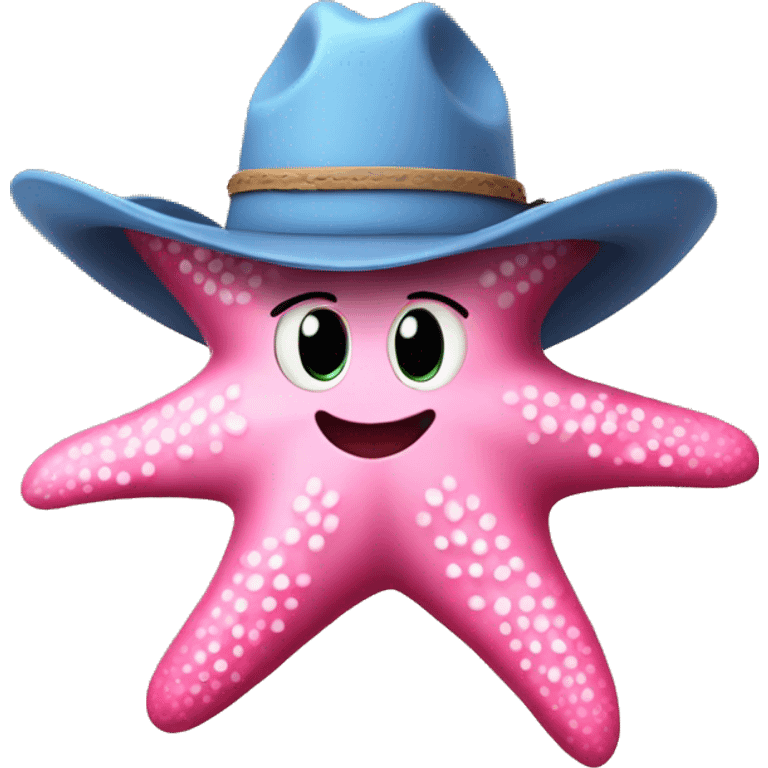 pink starfish with cowboy hat on emoji