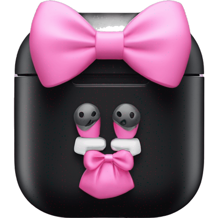 Black apple AirPods Max with pink bows emoji