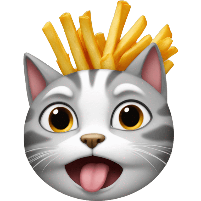 cat crying while eating french fries emoji