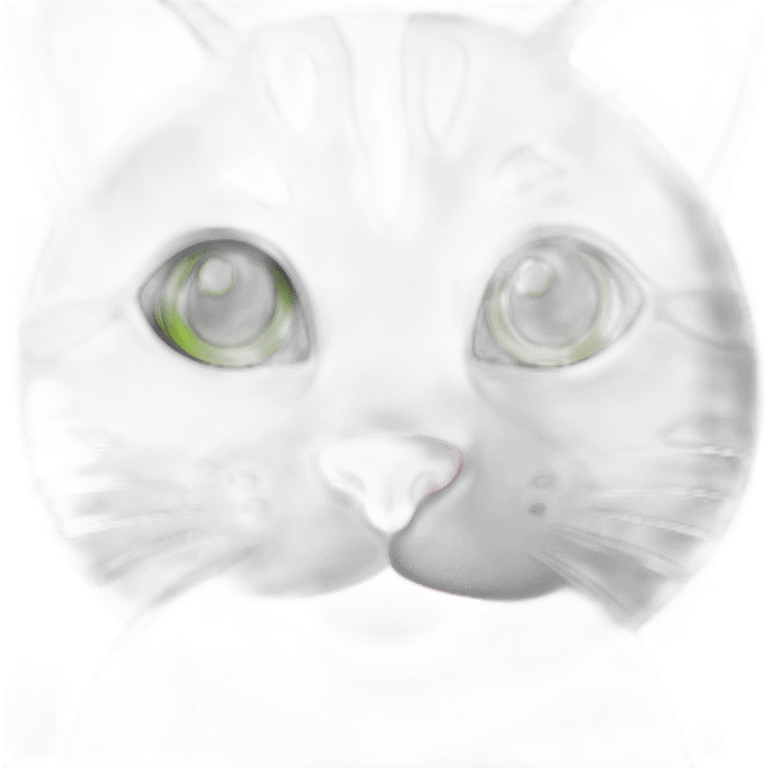 black and white cat with pink nose and green eyes emoji