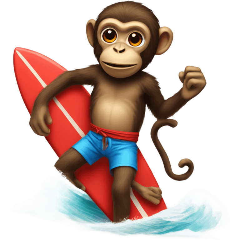 Monkey with a red bandana riding a surfboard  emoji