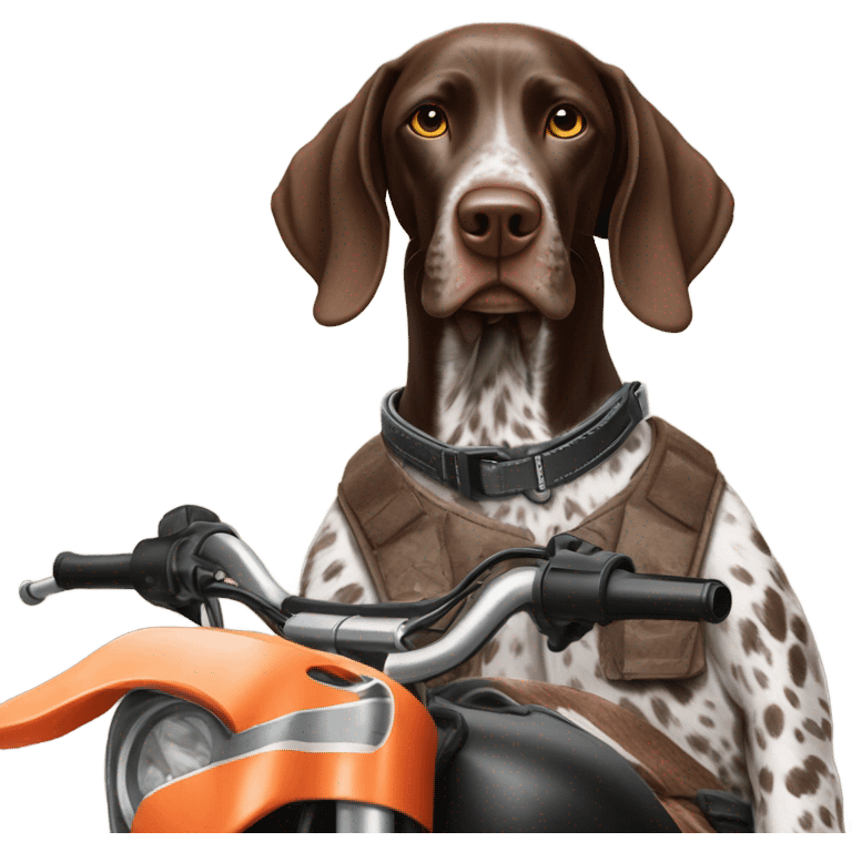 German shorthair pointer on a dirt bike emoji