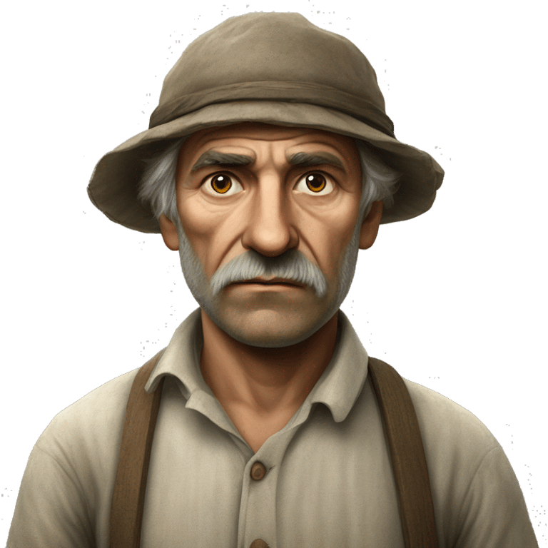 peasant in an old shirt during the 1917 revolution in russia photorealistic serious emoji