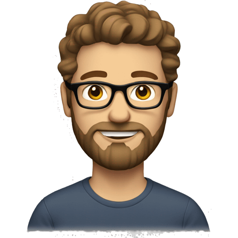 white man, wavy short brown hair, glasses, beard emoji