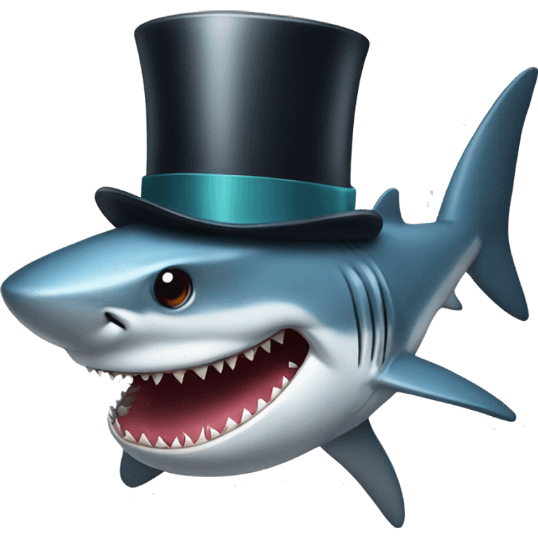 Shark with a top hat emoji