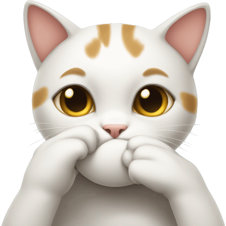 Shy cat covering her mouth with paw  emoji