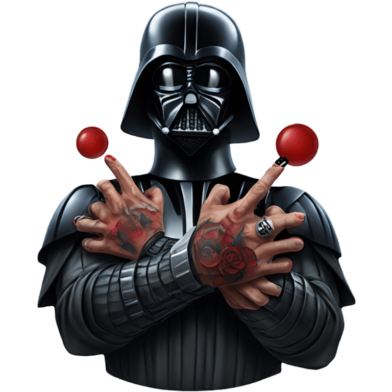 Tattooing darth vader on top of a hand emoji