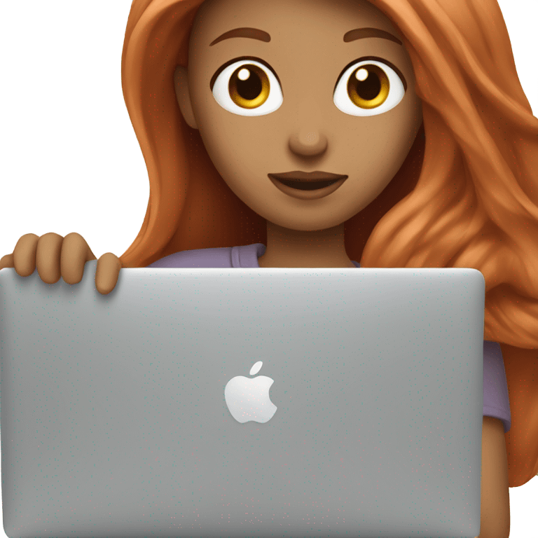 Red-haired girl with a MacBook emoji