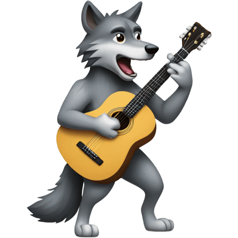 Wolf playing guitar emoji