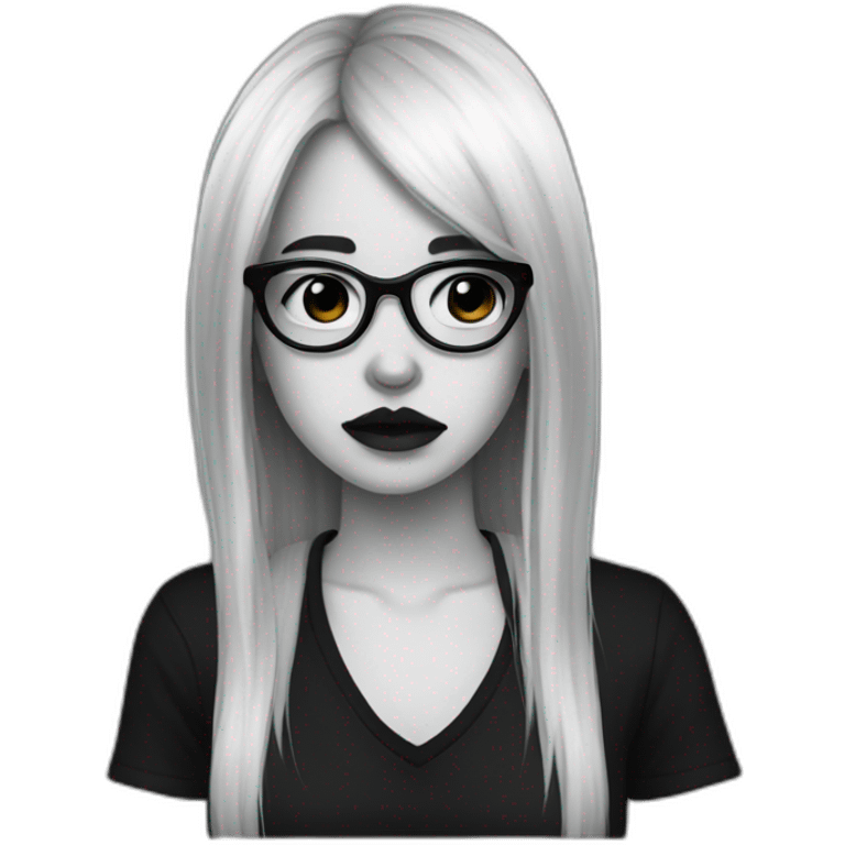 Crying-goth-girl-dark-hair-with-glasses-black-tshirt emoji