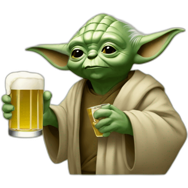 Yoda drinking a beer emoji