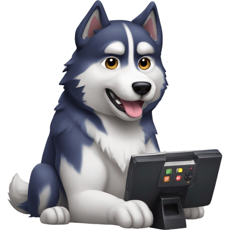 Husky playing video games emoji