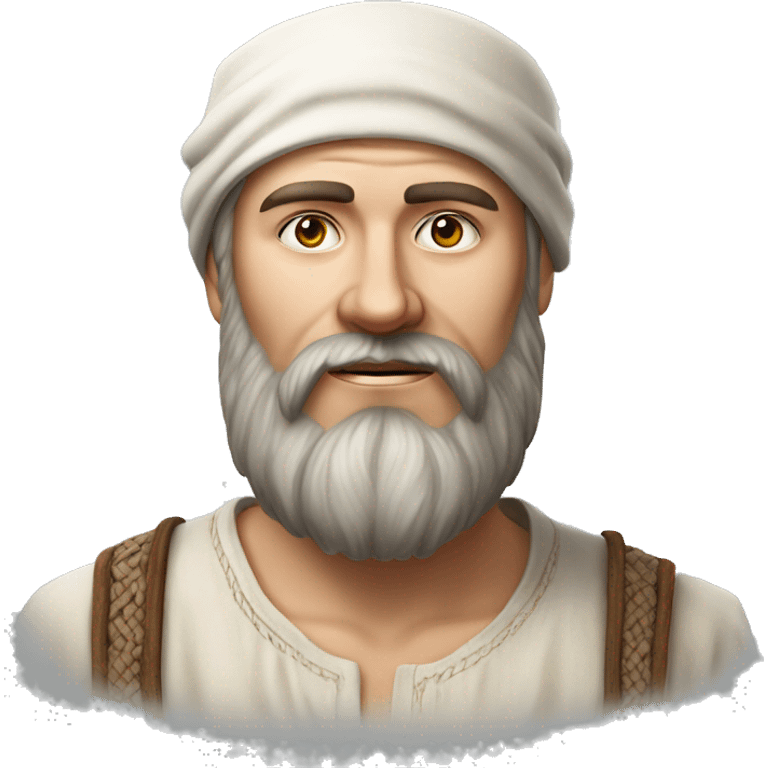 photorealistic white slavic peasant with beard portrait, Slavic ethnic clothing emoji