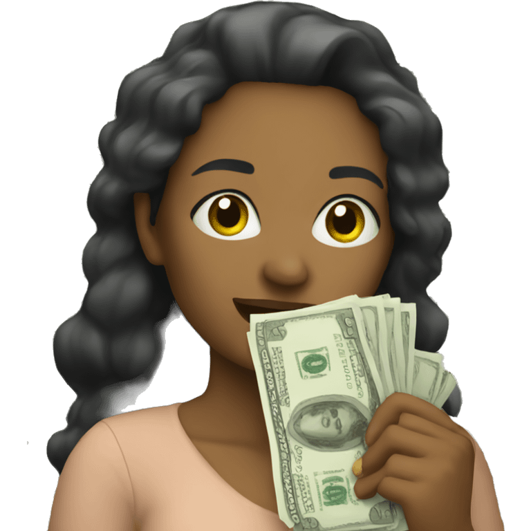 Woman holding cash emoji