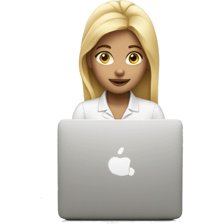 blond girl working on mac emoji