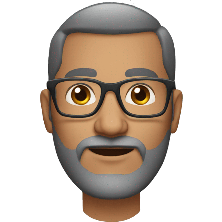 50YO Indian straight male with a french beard, crew cut and specs emoji