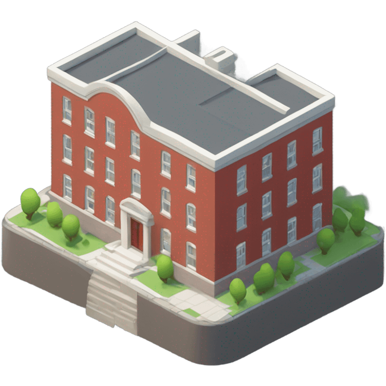 isometric, modern, curved red brick, single level,  building emoji