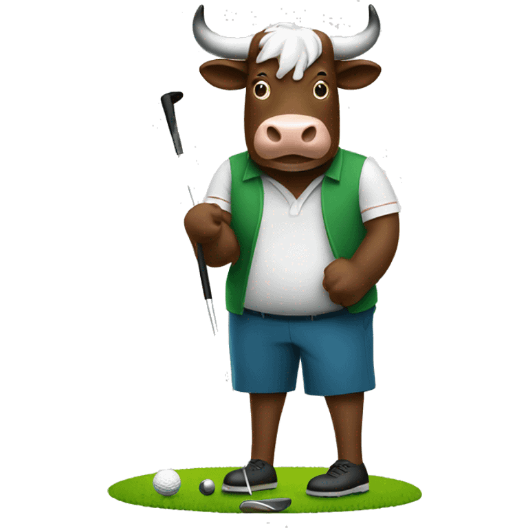 Bull playing golf emoji