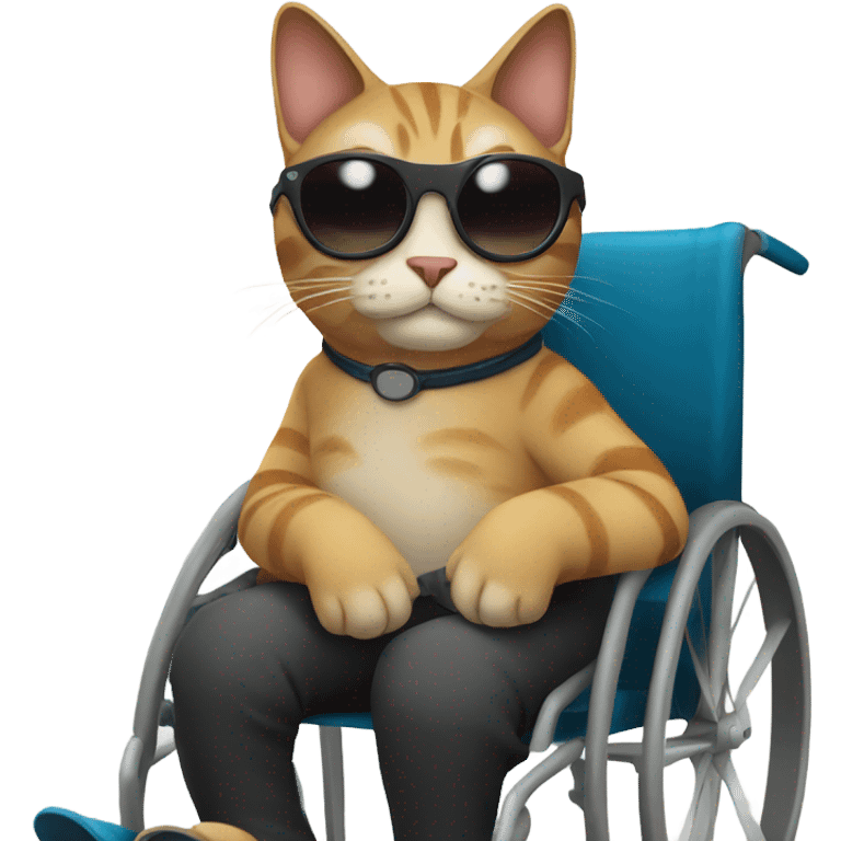 Cat with sunglasses in wheelchair emoji