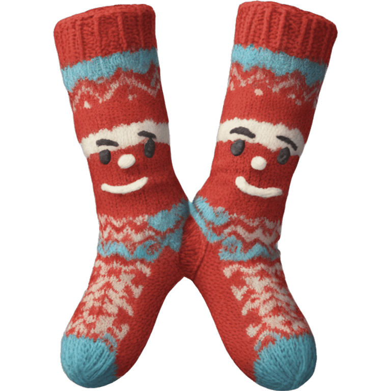 Cozy knitted winter pair of socks  emoji