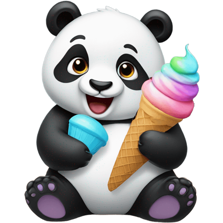 Panda eating ice cream emoji