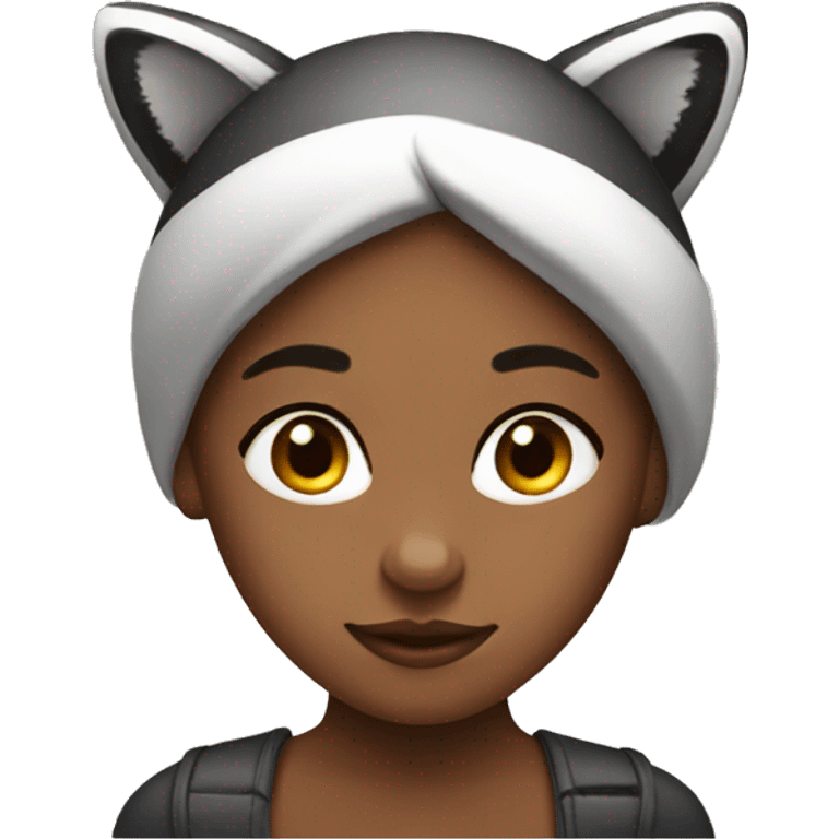 girl with a raccoon on her head emoji