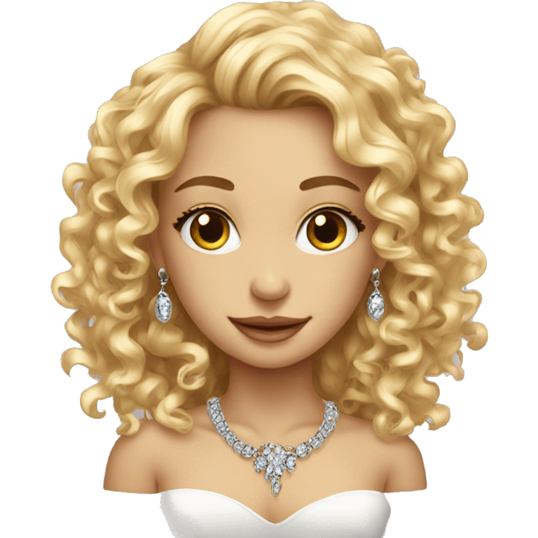 blonde beautiful girl curly hair with jewelry portrait emoji