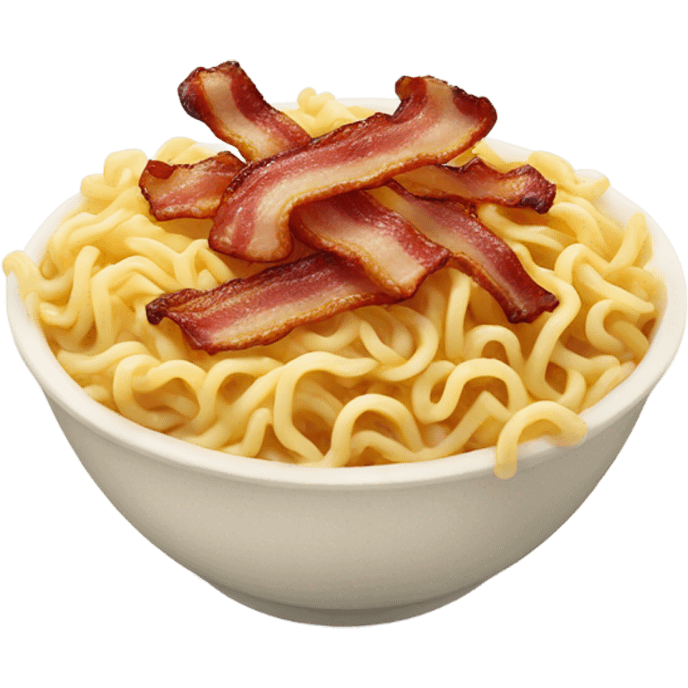 Ramen noodles with bacon emoji