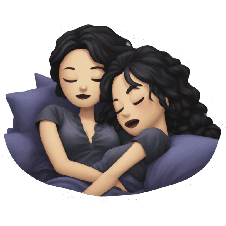 two goth women sleeping, beautiful, aesthetic  emoji