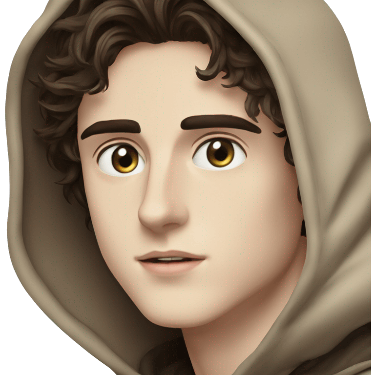 paul atreides timothee chalamet blue eyes with grey beigehood in dune  emoji