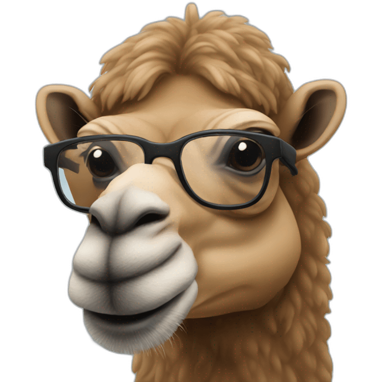 Dark camel with glasses emoji