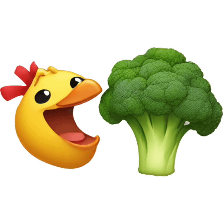 Brocoli and chicken kissing emoji