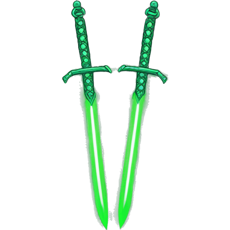 Twin green neon chain swords emoji