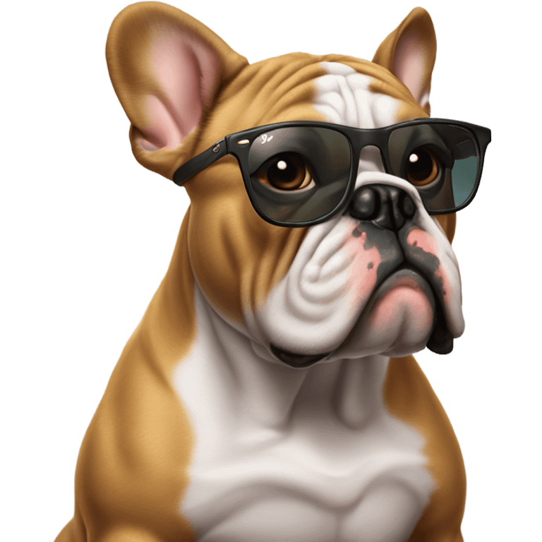 Bulldog francés con lentes Ray Ban y que diga Ankara emoji