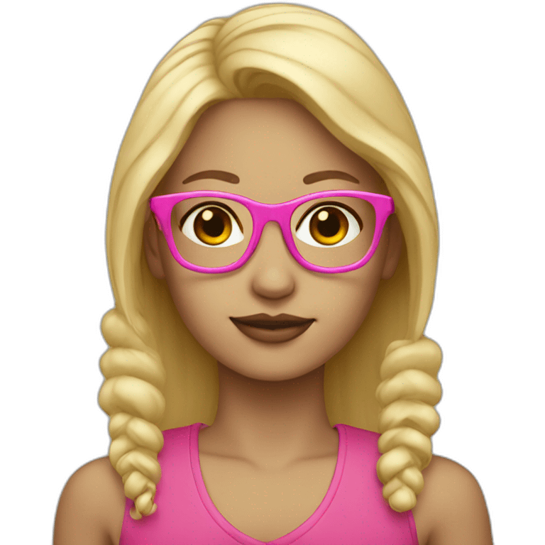 Blonde with pink glasses emoji