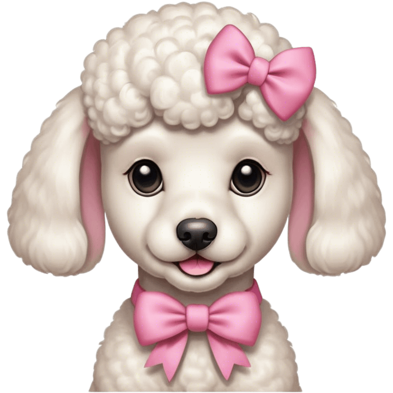 White poodle with a pink bow on his right ear emoji