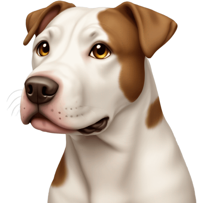 Labrador/Pit bull mix dog white with brown patches emoji