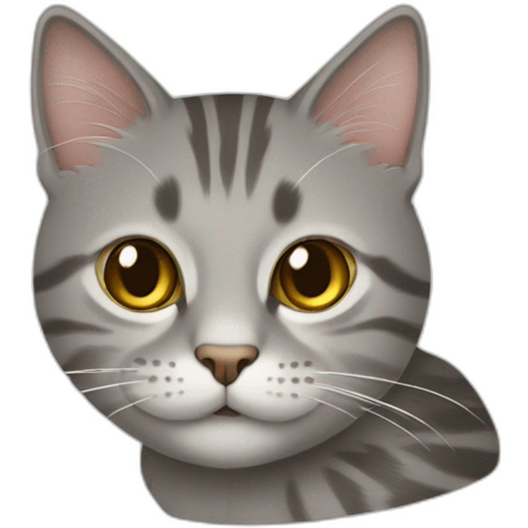 Un chat tabby gris avec une petite queue emoji