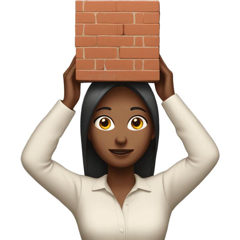 Woman holding brick over head emoji