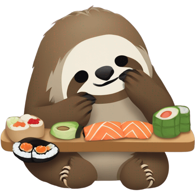 Sloth eating sushi emoji