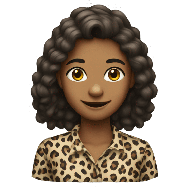 leopard shirt girl smiling emoji