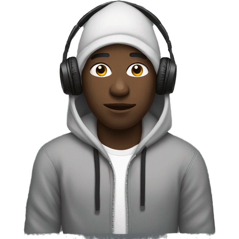 Black Man with hoodie listening to music emoji