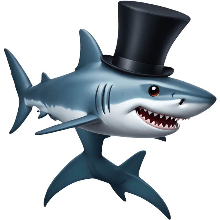 Shark with a top hat emoji