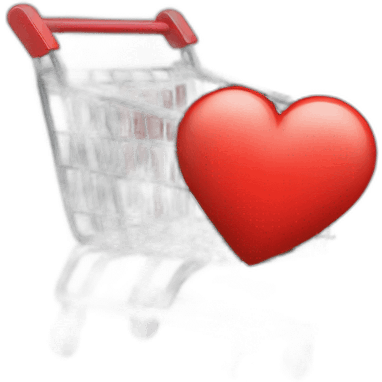 shopping cart with one red heart inside of ot emoji