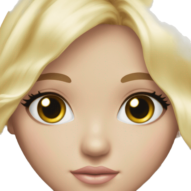 ocean blue doll eyes, blonde hair, feminine, pink, girl, angelic emoji