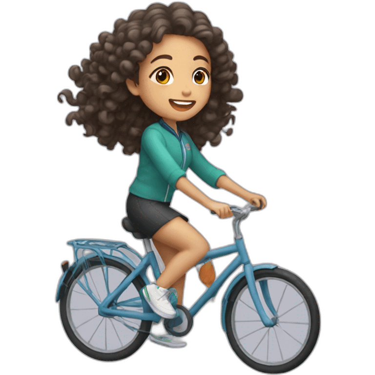 Taiwanese girl with curly hair riding bicycle emoji