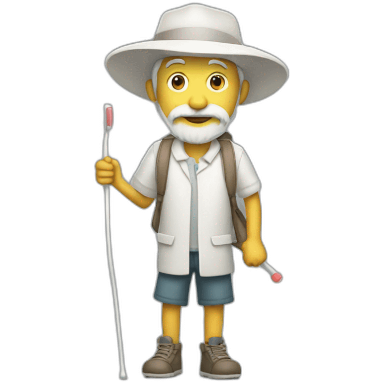 White Wanderer with a toothbrush as walking stick cool emoji